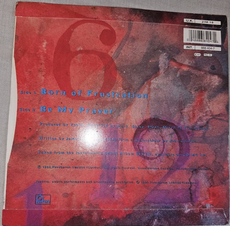 Miniatyrbild: James - Born Of Frustration (7", Single, Pap) (Fontana)