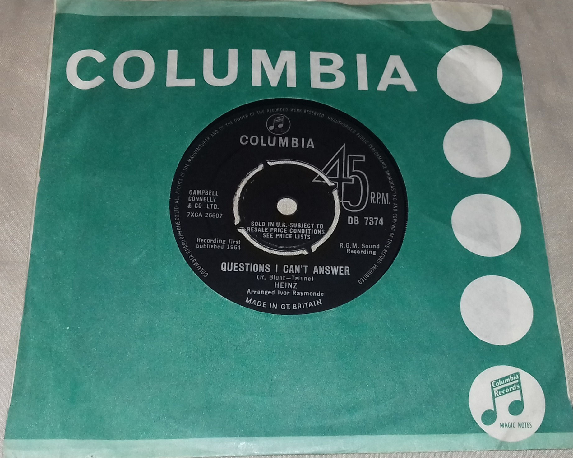 Heinz - Questions I Can't Answer (7", Single) (Columbia)