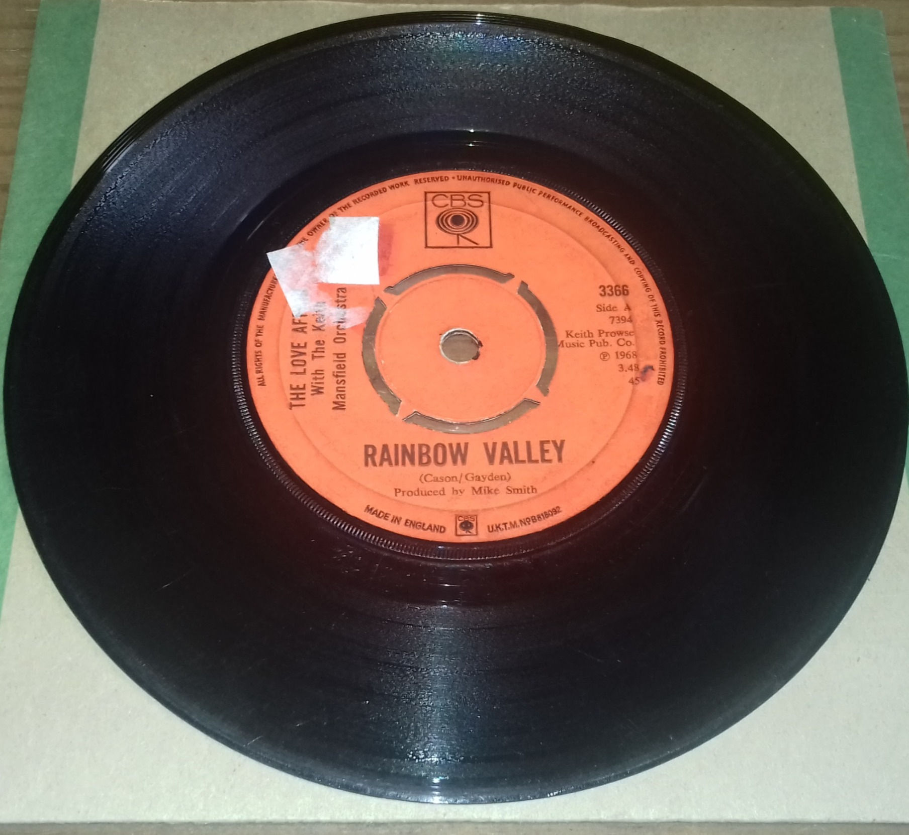 The Love Affair - Rainbow Valley (7", Single, 4-P) (CBS)