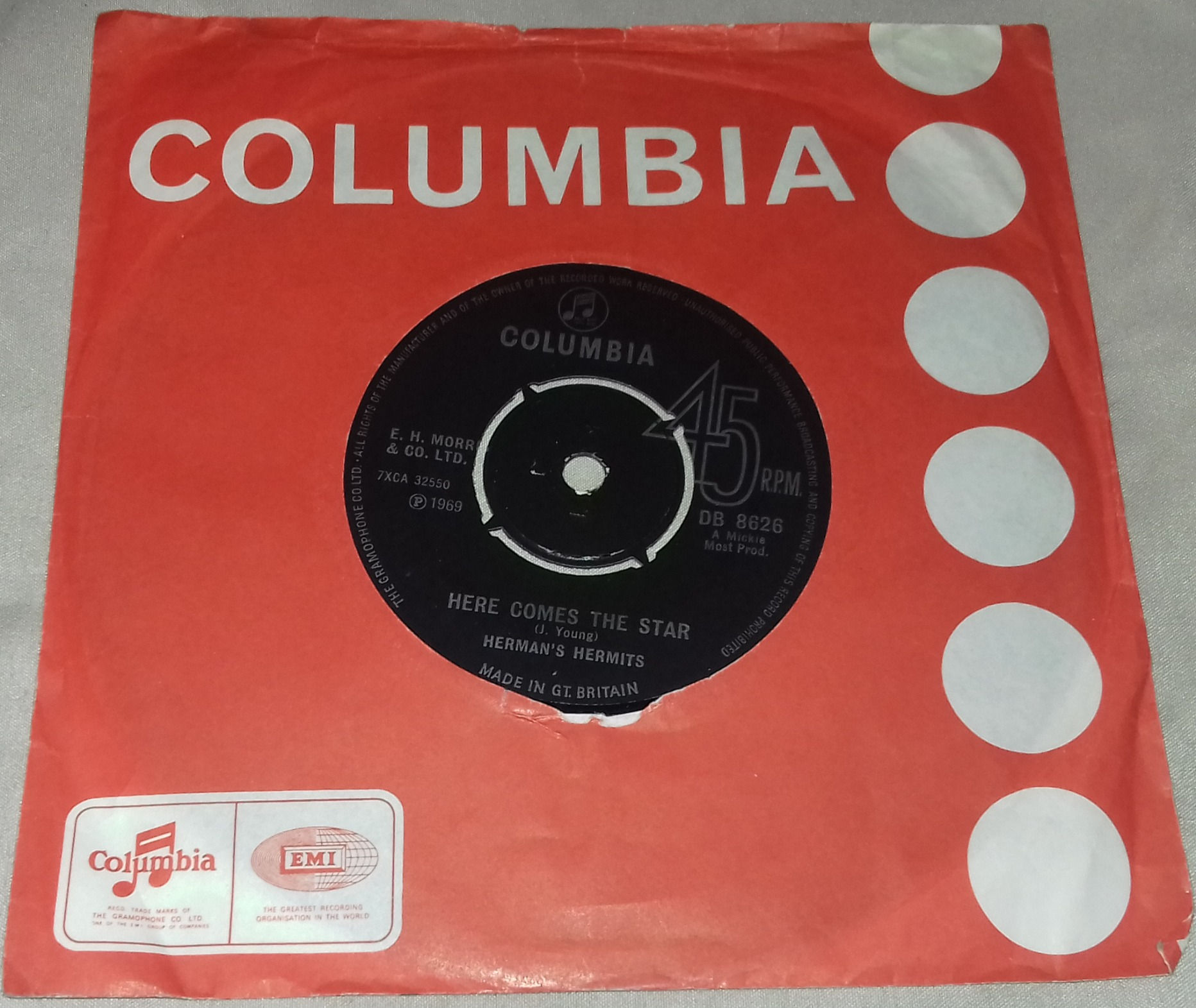 Herman's Hermits - Here Comes The Star (7", Single, 4 P) (Columbia)
