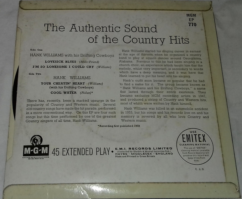 Miniature : Hank Williams With His Drifting Cowboys - The Authentic Sound Of The Country Hi