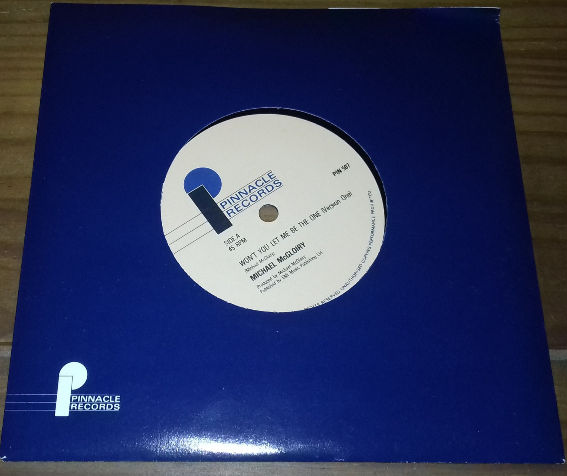 Michael McGloiry - Won't You Let Me Be The One (7") (Pinnacle Records)