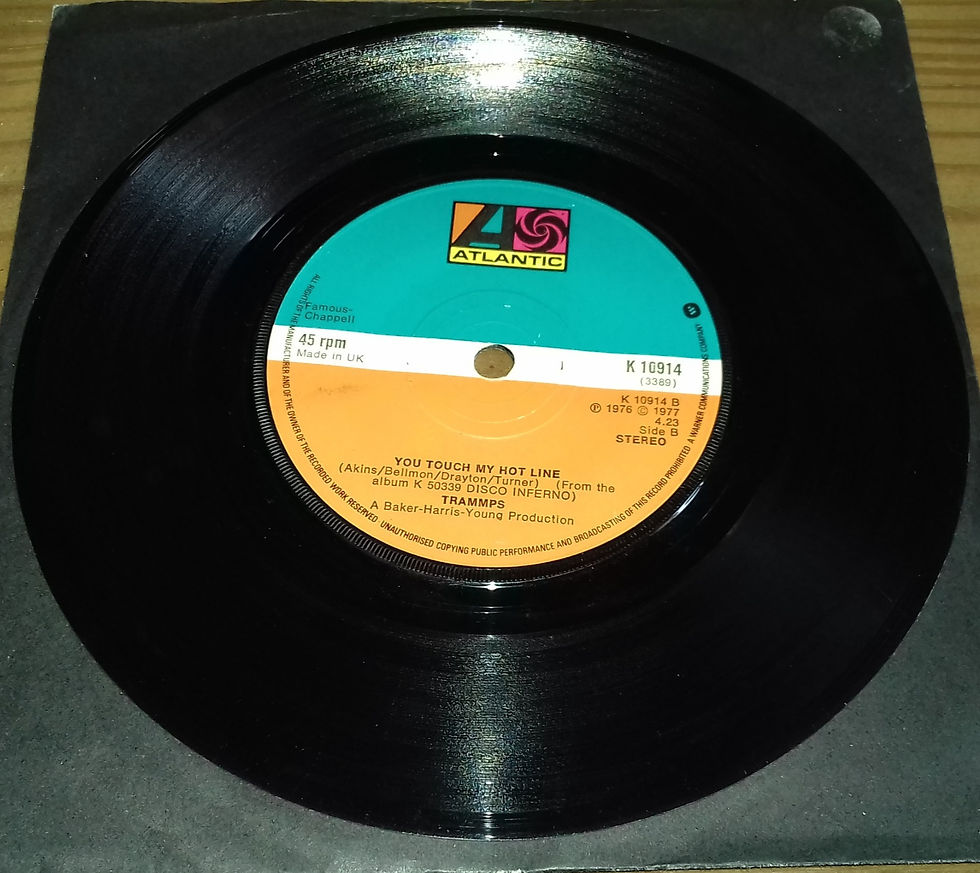 ภาพขนาดย่อ: The Trammps - Disco Inferno (7", Single, Sol) (Atlantic)