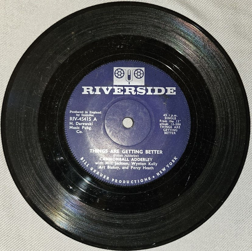 Cannonball Adderley - Things Are Getting Better (7", Single, Sol) (Riverside Rec