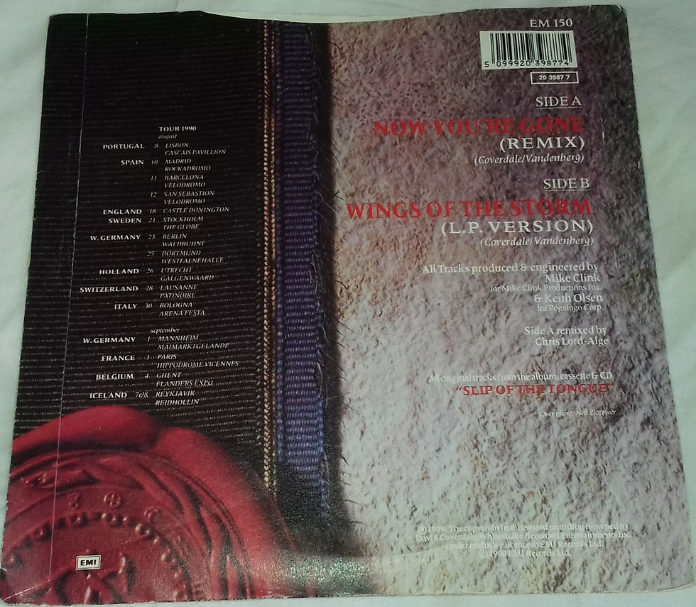ภาพขนาดย่อ: Whitesnake - Now You're Gone (7", Single) (EMI)