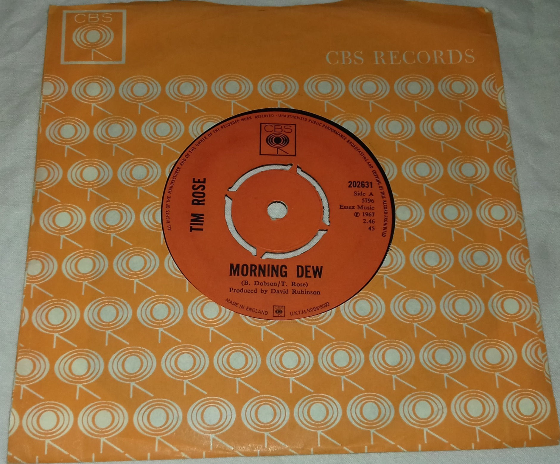 Tim Rose - Morning Dew (7", Single, Pus) (CBS)