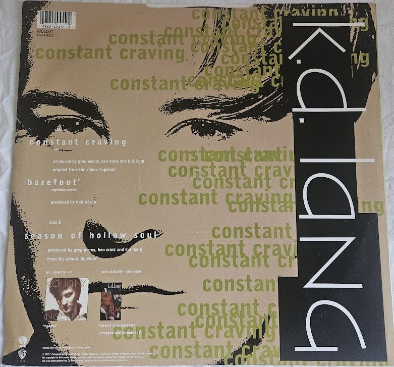 Miniatyrbild: k.d. lang - Constant Craving (12", Single) (Warner Bros. Records, Sire)