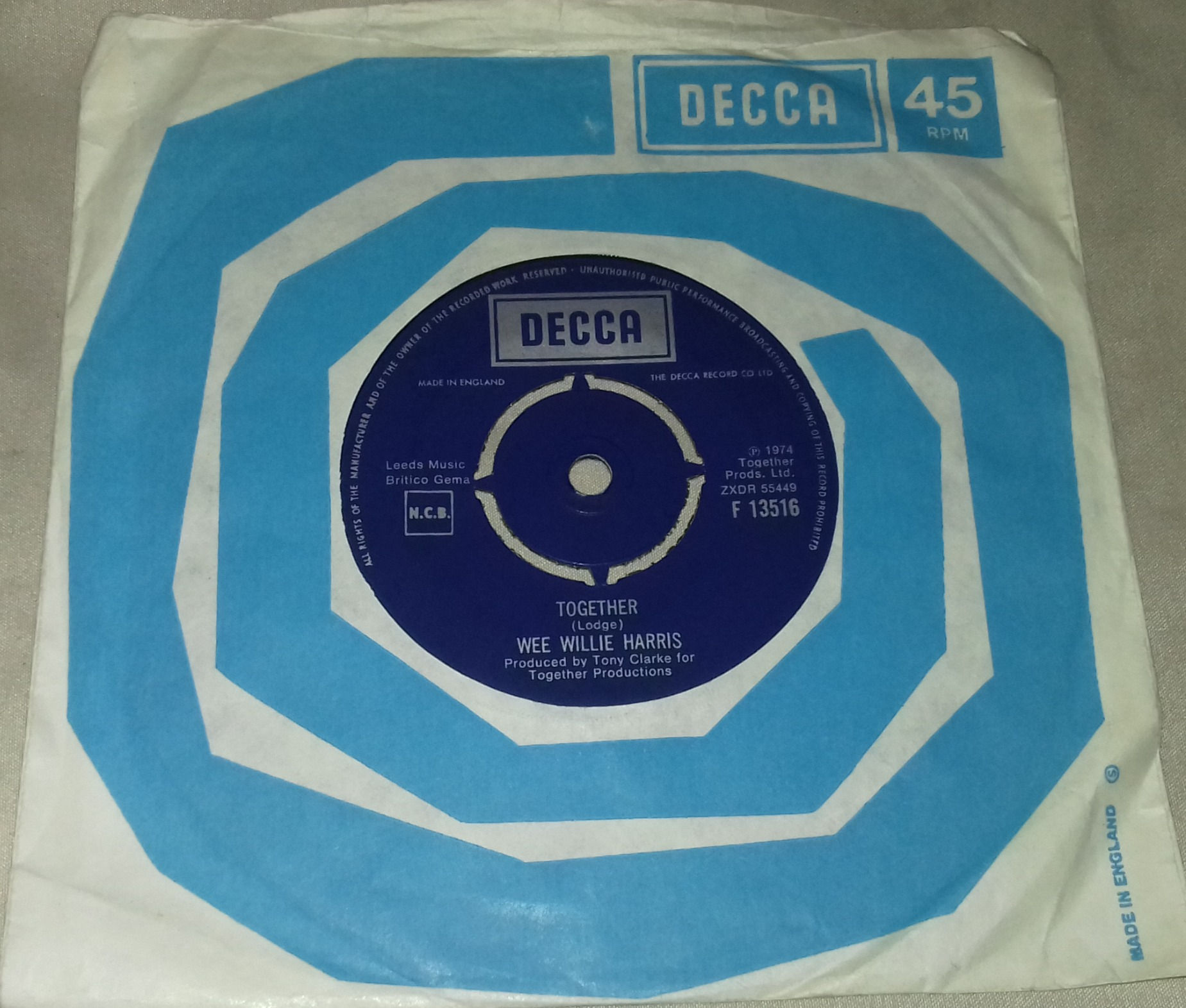 Wee Willie Harris - Together (7", Single) (Decca)