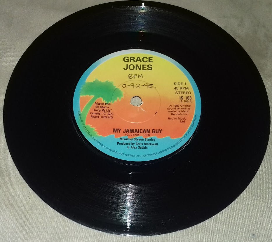 Grace Jones - My Jamaican Guy (7", Single) (Island Records)