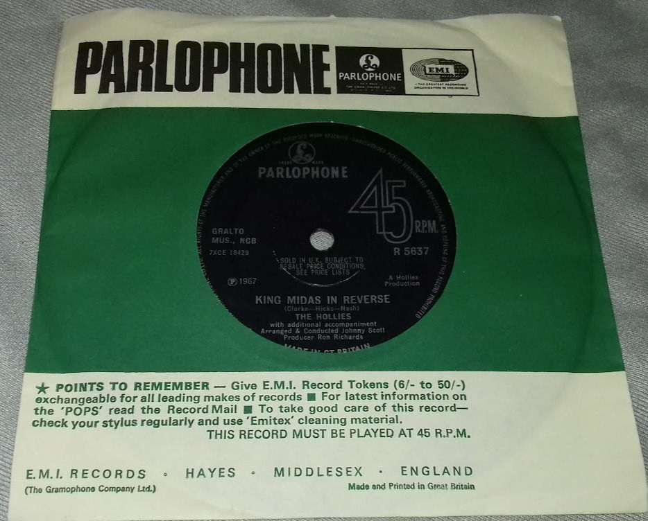 The Hollies - King Midas In Reverse (7", Sol) (Parlophone)