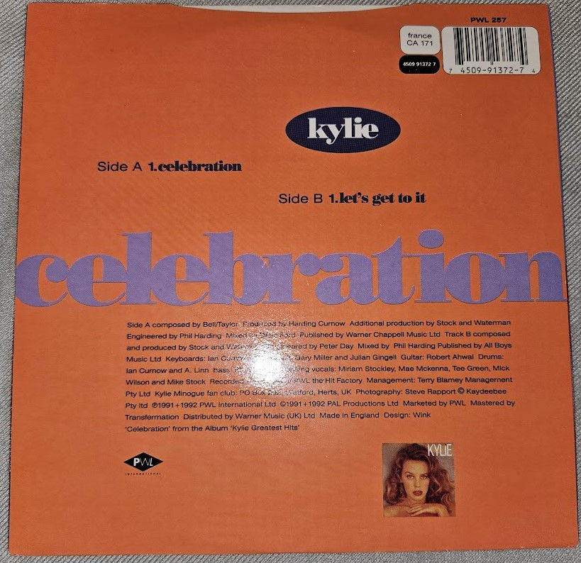 Miniaturbild: Kylie* - Celebration (7", Single) (PWL International, PWL International)