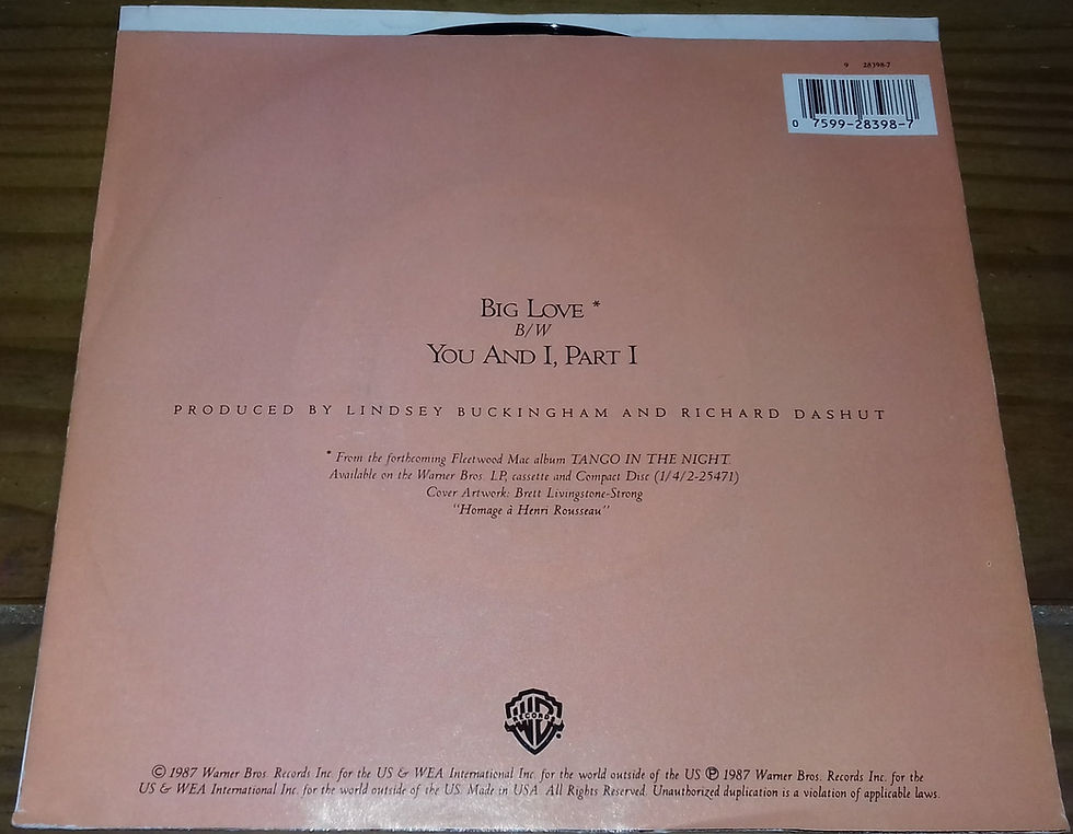 Miniature : Fleetwood Mac - Big Love (7", Single, Spe) (Warner Bros. Records, Warner Bros. R