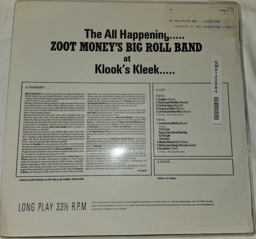 サムネイル： Zoot Money's Big Roll Band - Zoot! (LP, Album, Mono, RE) (RSO)