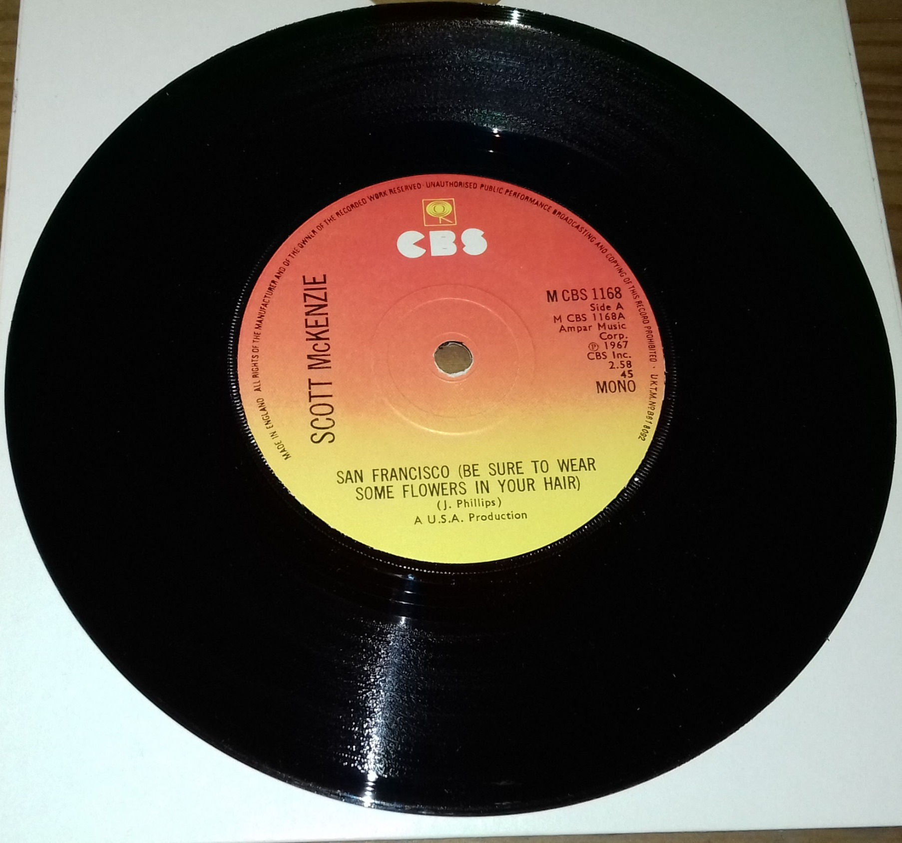 Scott McKenzie - San Francisco (Be Sure To Wear Flowers In Your Hair) (7", Sol)