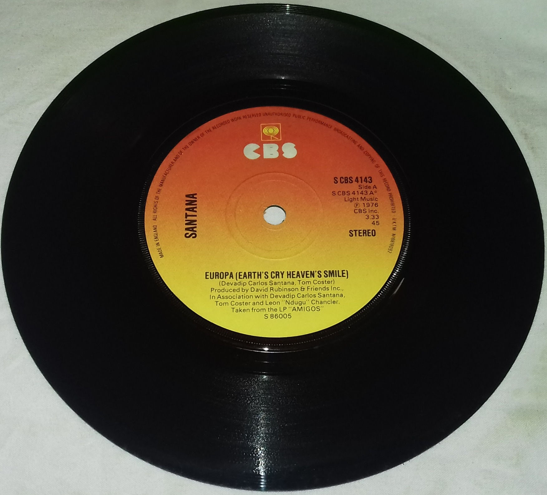 Santana - Europa (Earth's Cry Heaven's Smile) (7", Single) (CBS)
