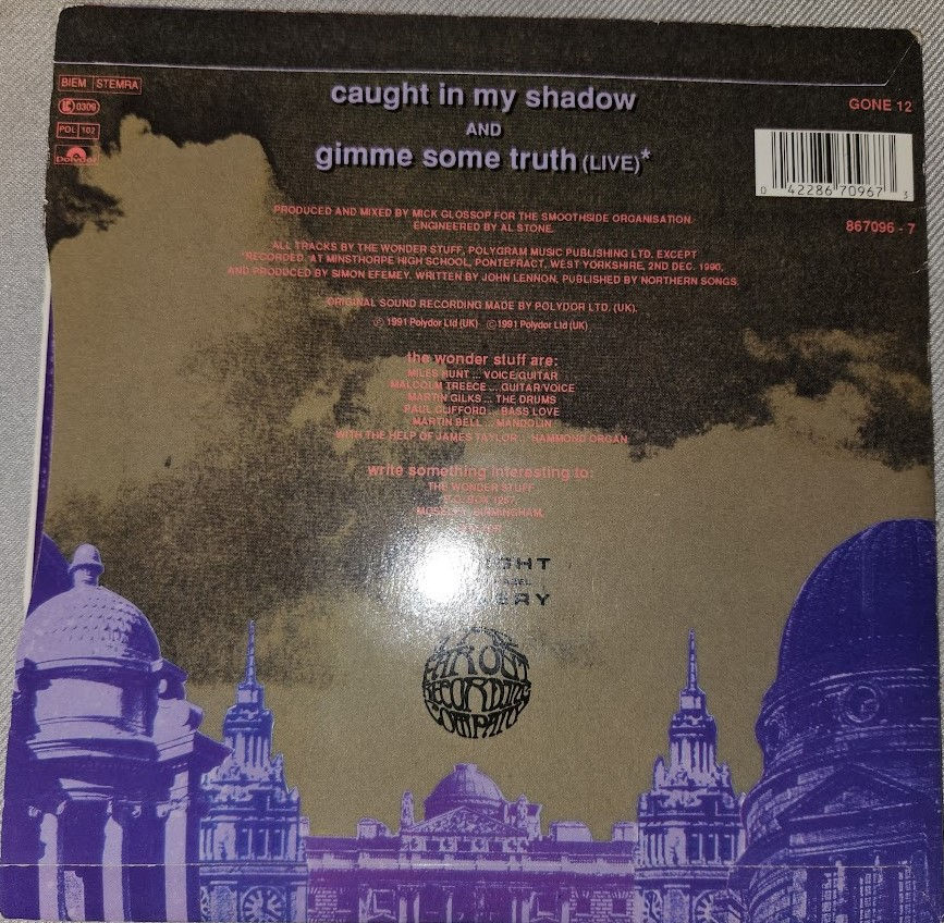 Miniature : The Wonder Stuff - Caught In My Shadow (7", Single) (Polydor, Polydor, Polydor)