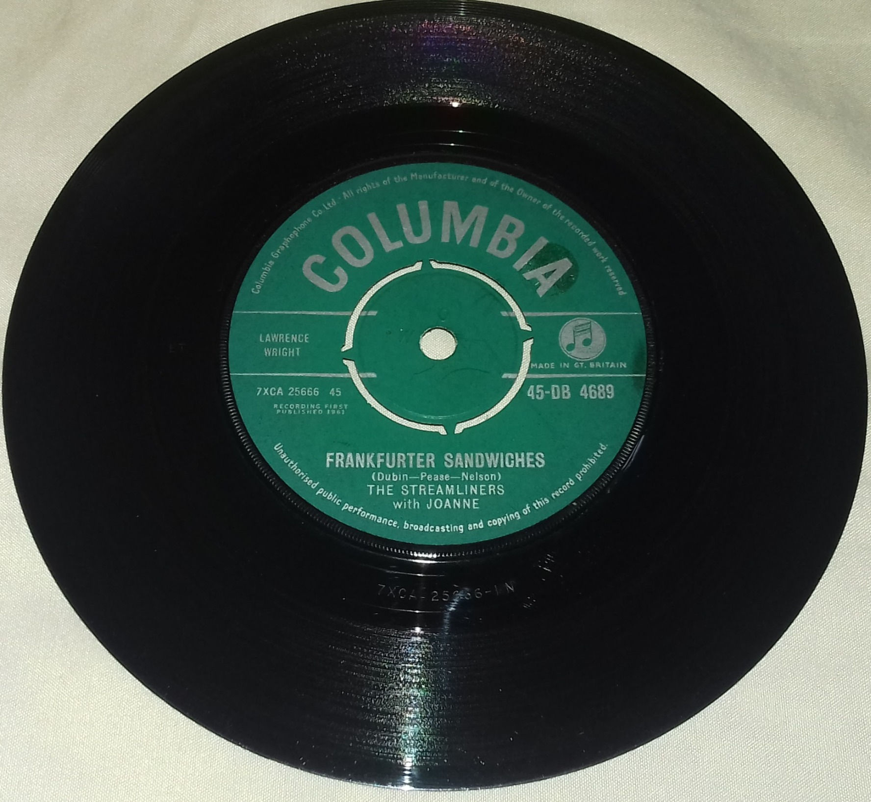 The Streamliners With Joanne* - Frankfurter Sandwiches (7", Single) (Columbia)