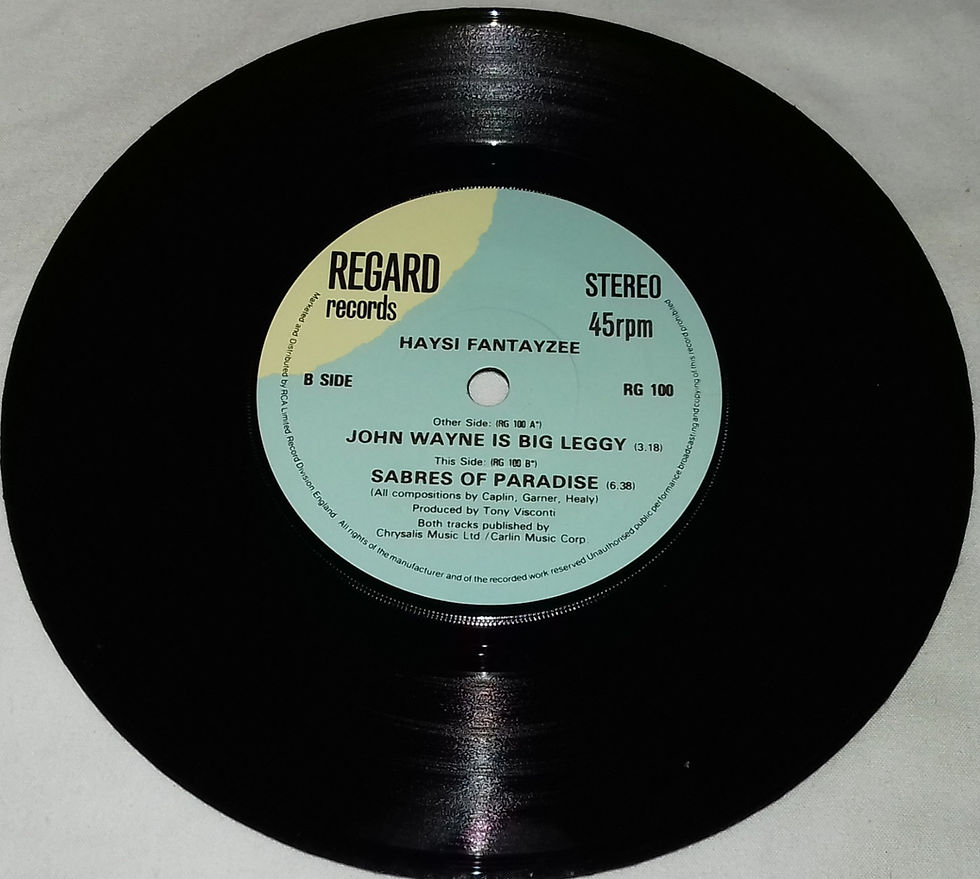 ภาพขนาดย่อ: Haysi Fantayzee - John Wayne Is Big Leggy (7", Single, Sol) (Regard Records)