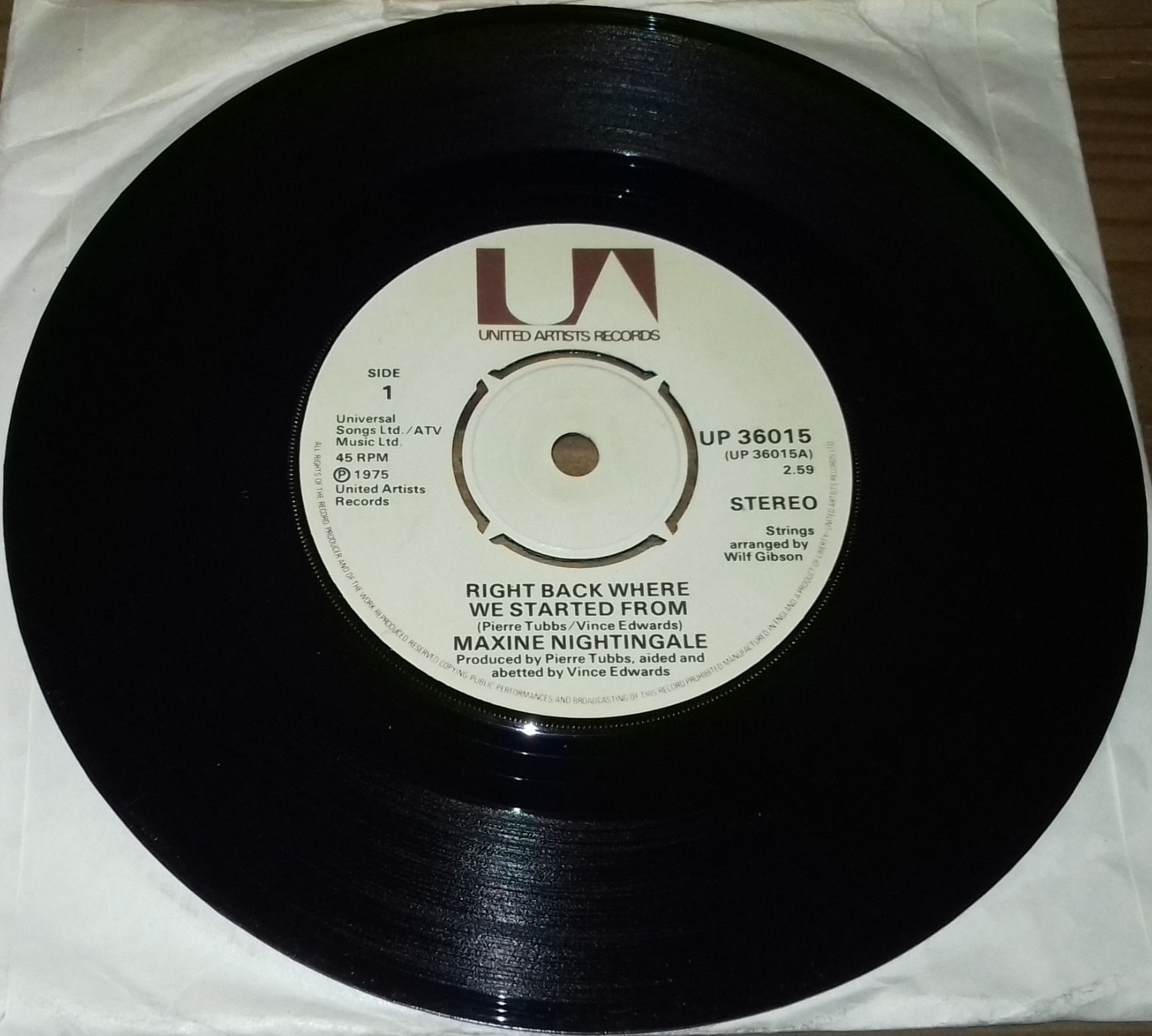 Maxine Nightingale - Right Back Where We Started From (7", Single, 4-P) (United