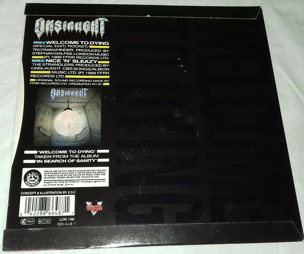 Miniatura: Onslaught  - Welcome To Dying (7", Single) (London Records, London Records)