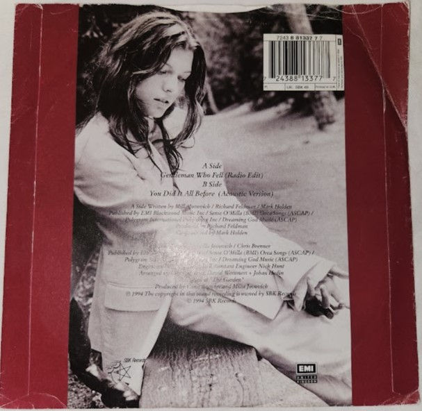 תמונה ממוזערת: Milla* - Gentleman Who Fell (7", Single) (SBK Records, EMI United Kingdom)