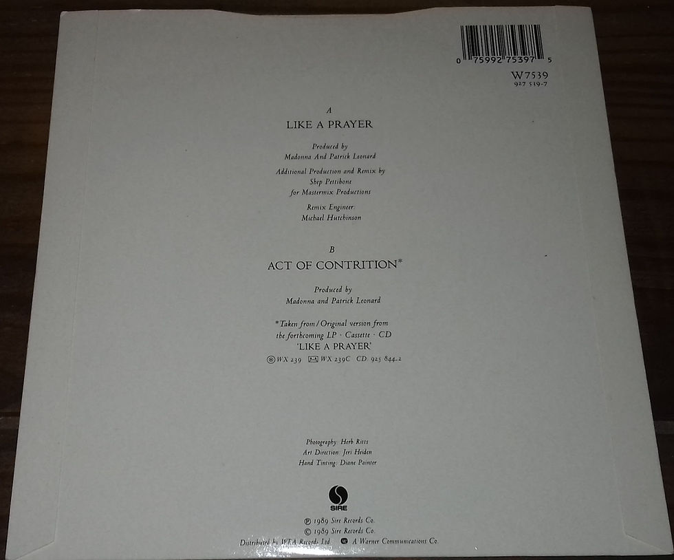 ภาพขนาดย่อ: Madonna - Like A Prayer (7", Single) (Sire, Sire, Sire, Sire)