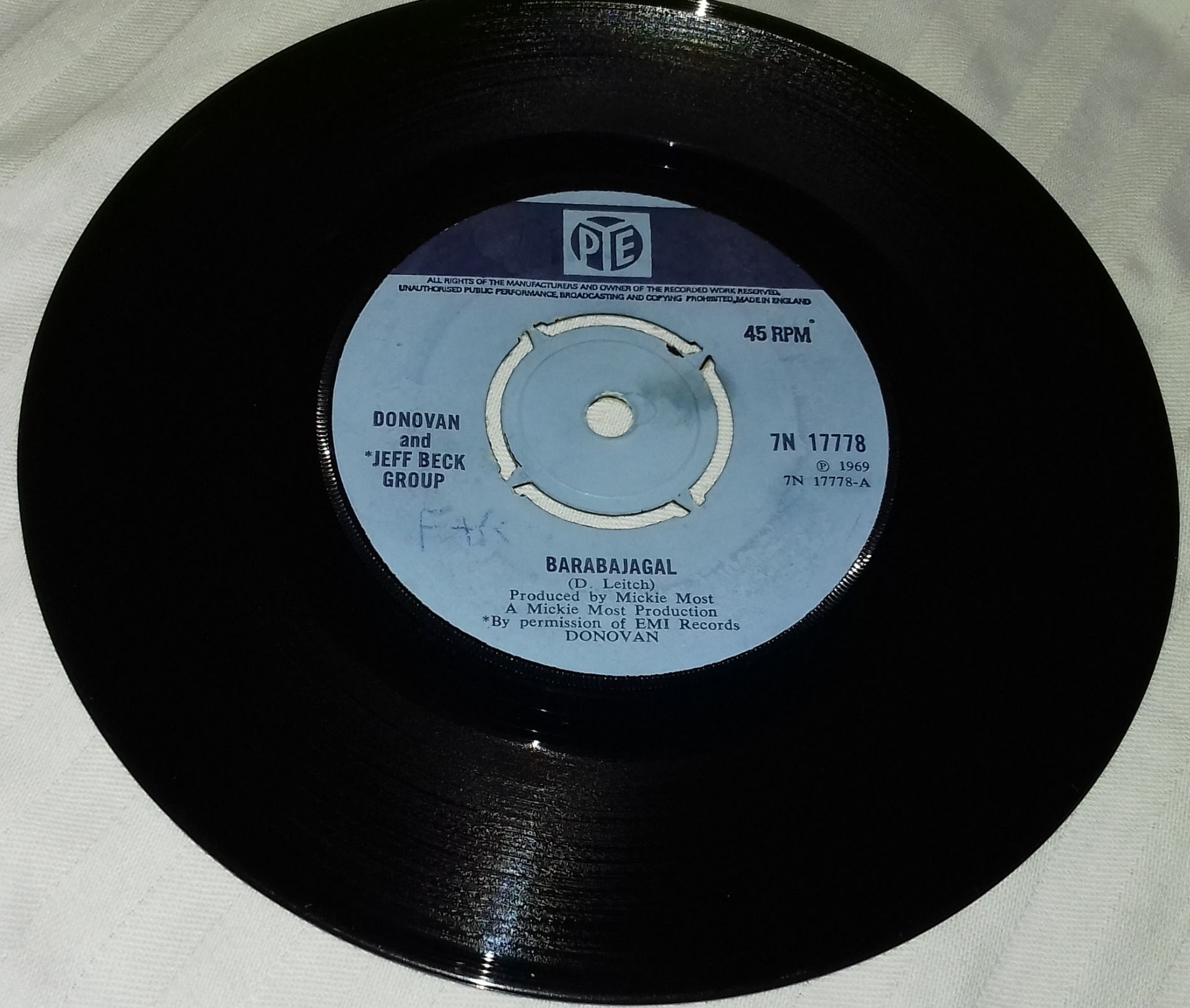 Donovan And Jeff Beck Group - Barabajagal (7", Single, Kno) (Pye Records)