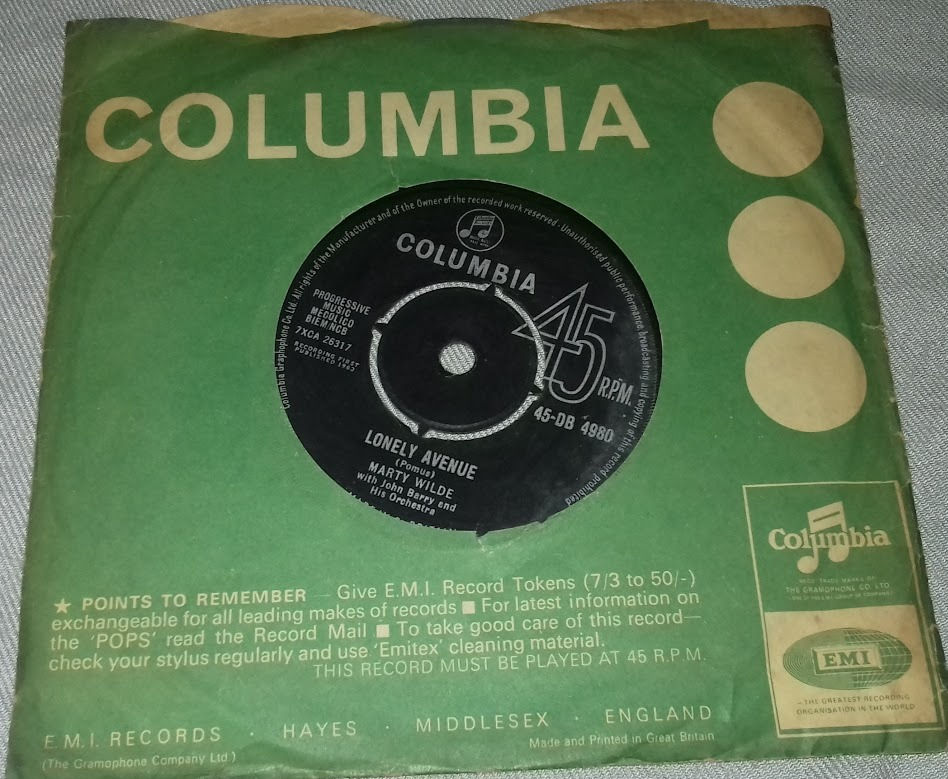 Marty Wilde - Lonely Avenue (7") (Columbia)