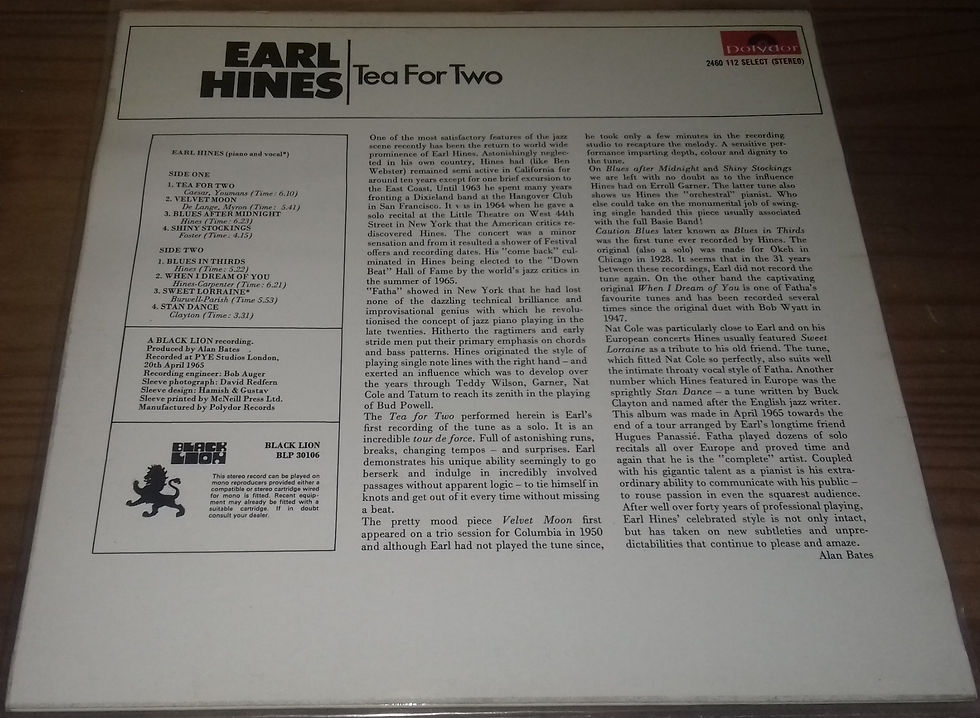 ภาพขนาดย่อ: Earl Hines - Tea For Two (LP, Album) (Polydor)