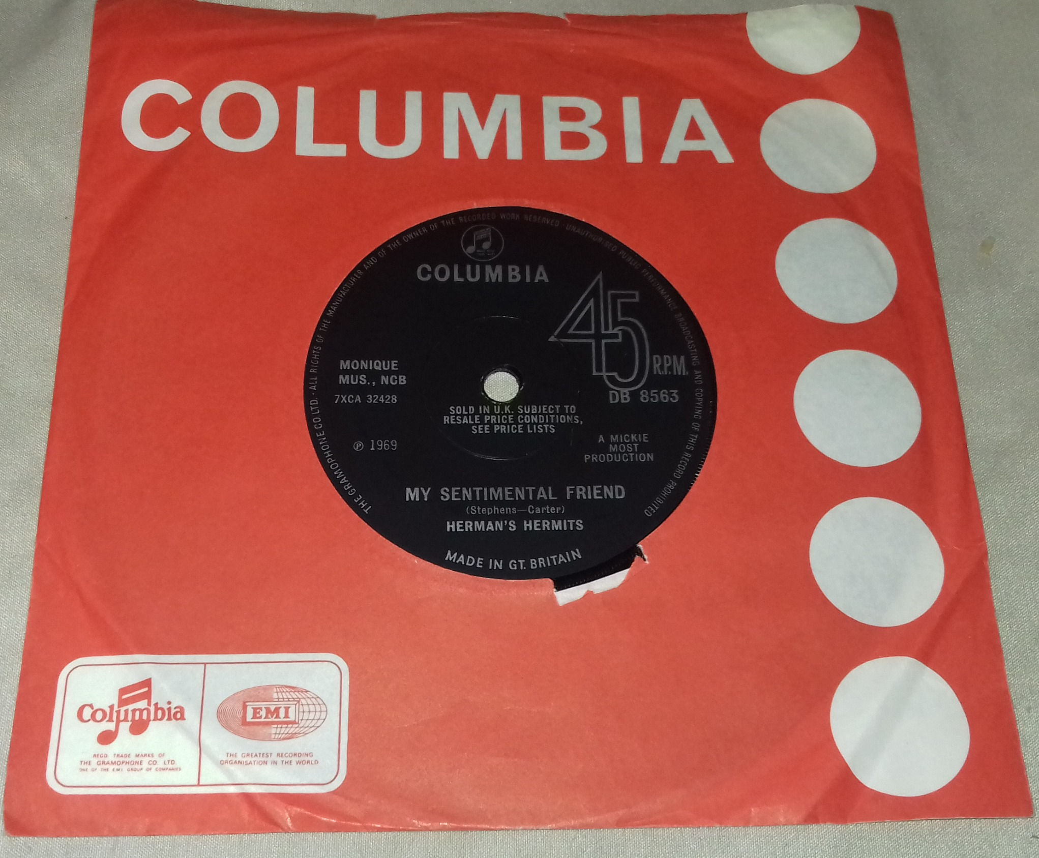 Herman's Hermits - My Sentimental Friend (7", Single) (Columbia)