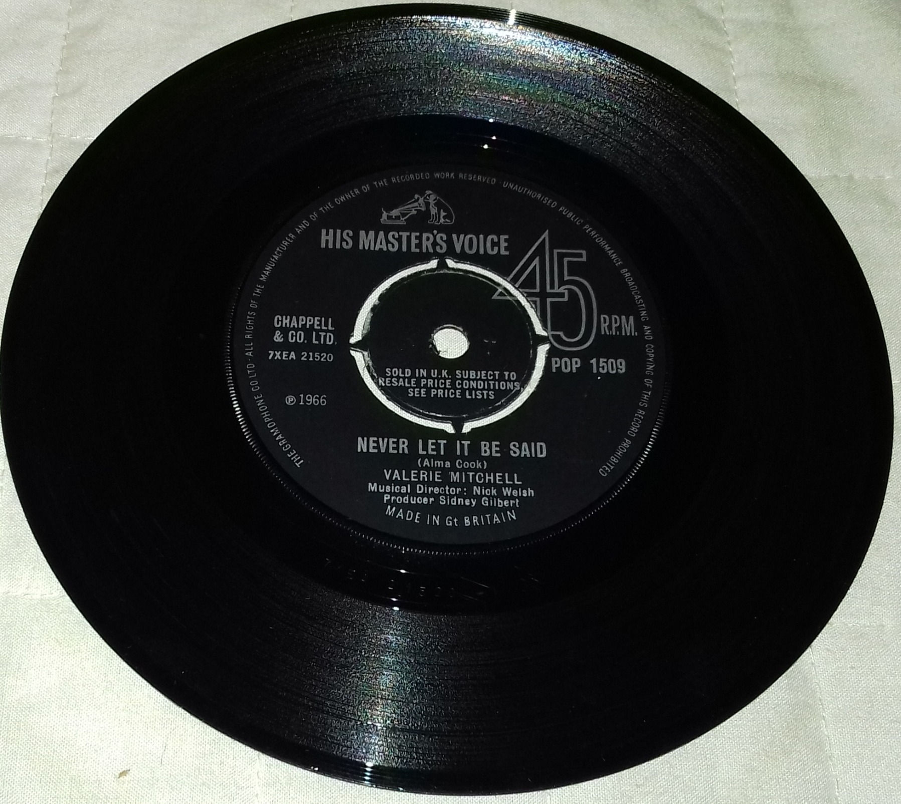 Valerie Mitchell - Never Let It Be Said (7", Single) (His Master's Voice)