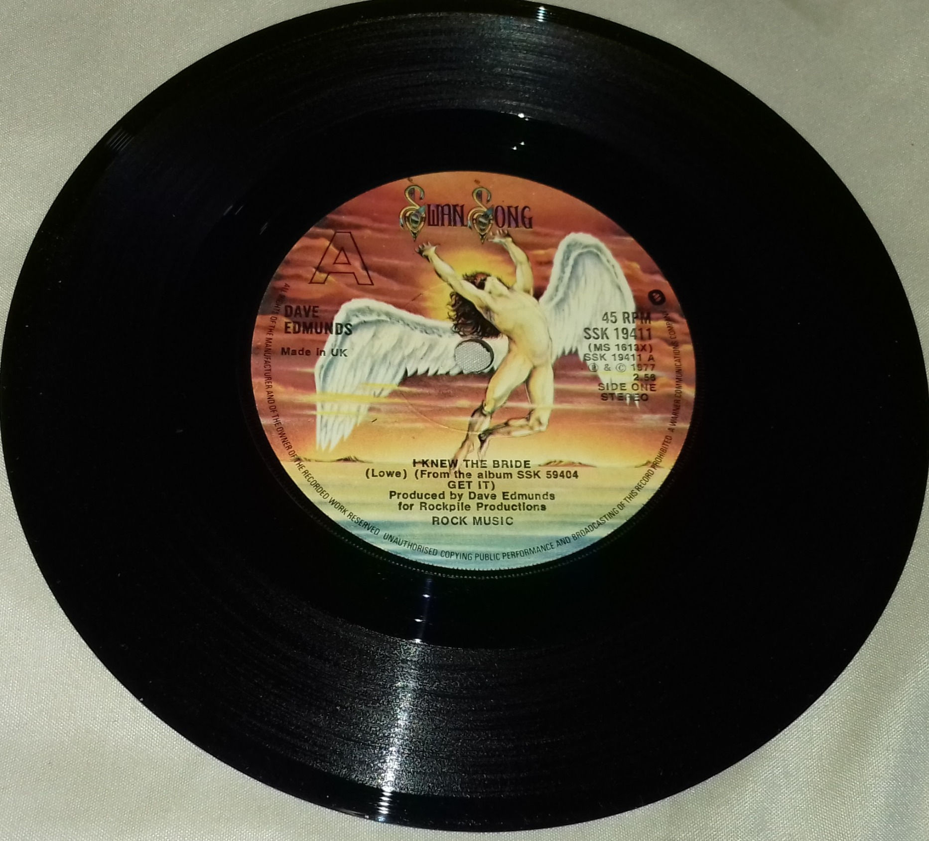 Dave Edmunds - I Knew The Bride (7", Single) (Swan Song, Swan Song)