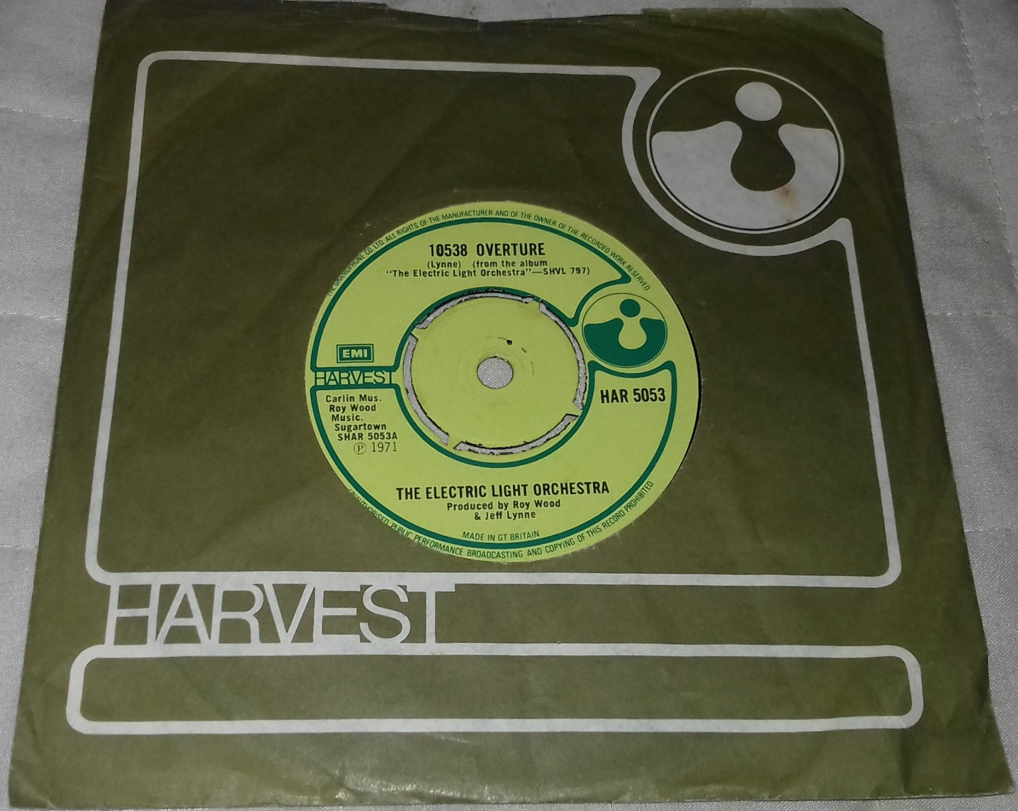 The Electric Light Orchestra* - 10538 Overture (7", Single, Pus) (Harvest)
