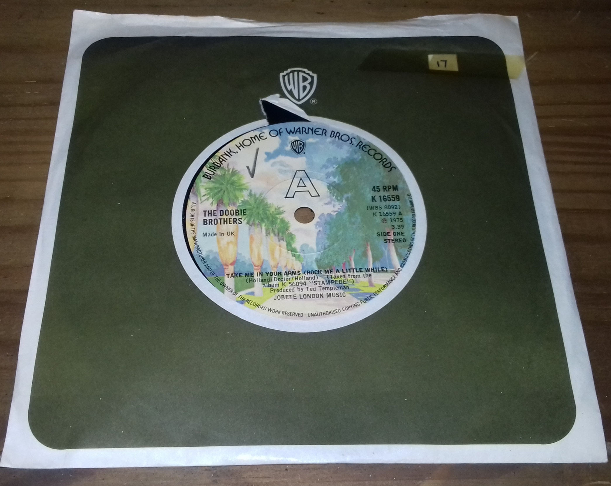 The Doobie Brothers - Take Me In Your Arms (Rock Me A Little While) (7", Single,