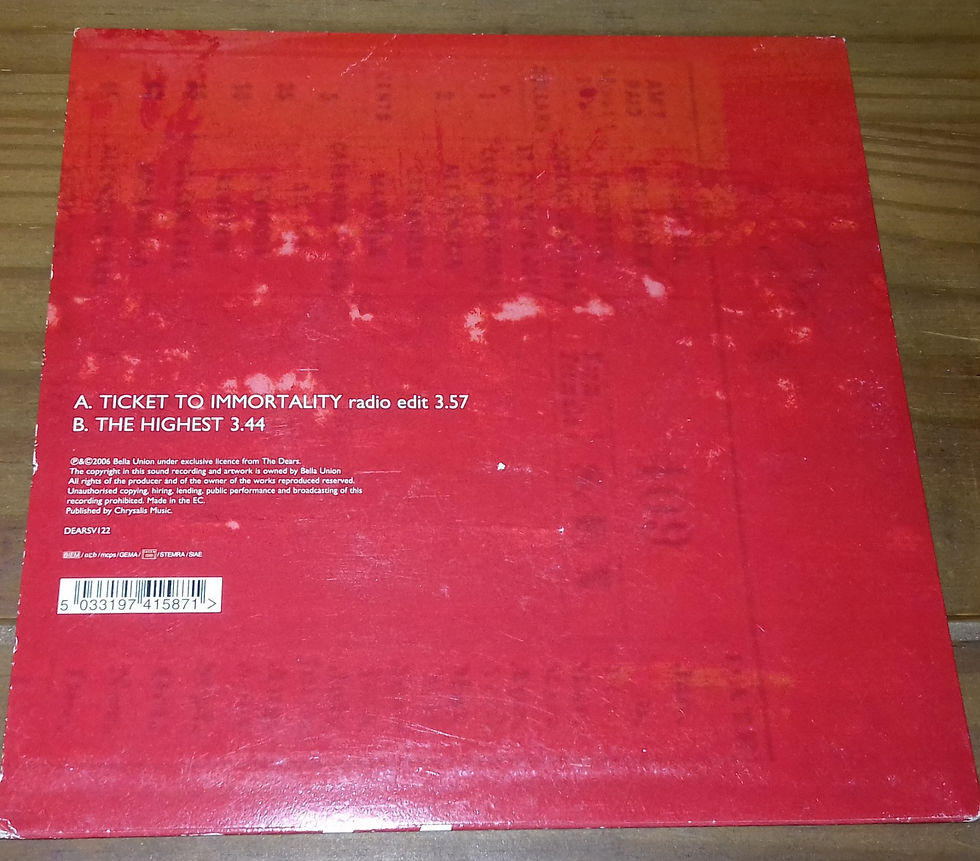 Miniatyrbild: The Dears - Ticket To Immortality (7", Single, Whi) (Bella Union)