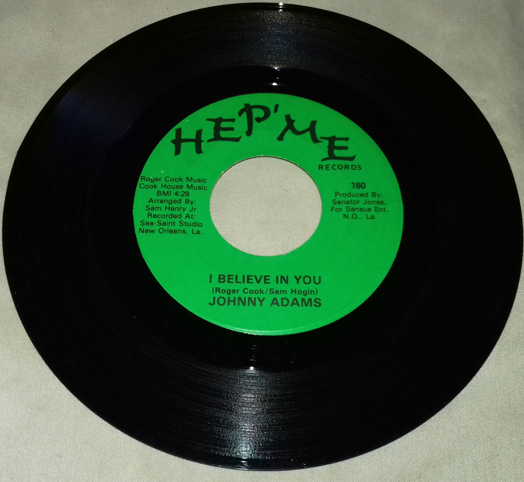 Johnny Adams - I Believe In You / It Only Rains On Me (7", Single) (Hep' Me Rec