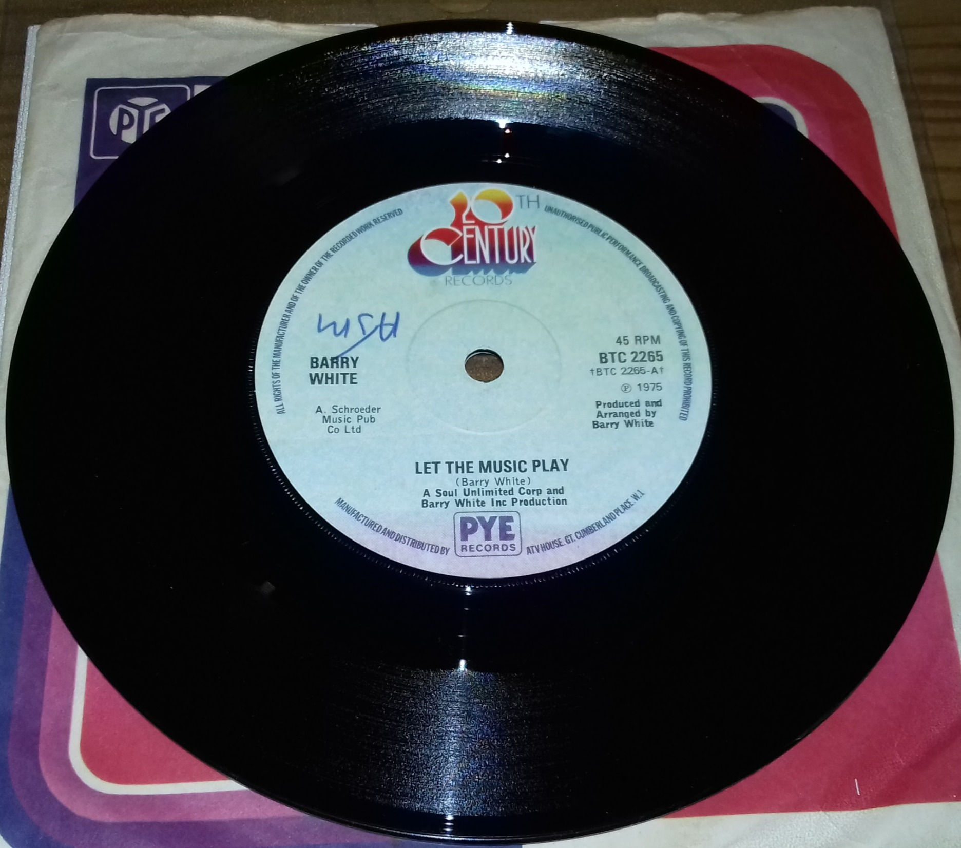 Barry White - Let The Music Play (7", Single, Sol) (20th Century Records)