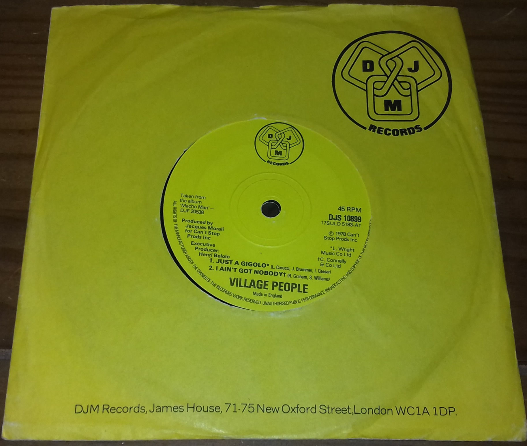 Village People - Just A Gigolo / I Ain't Got Nobody (7") (DJM Records (2))