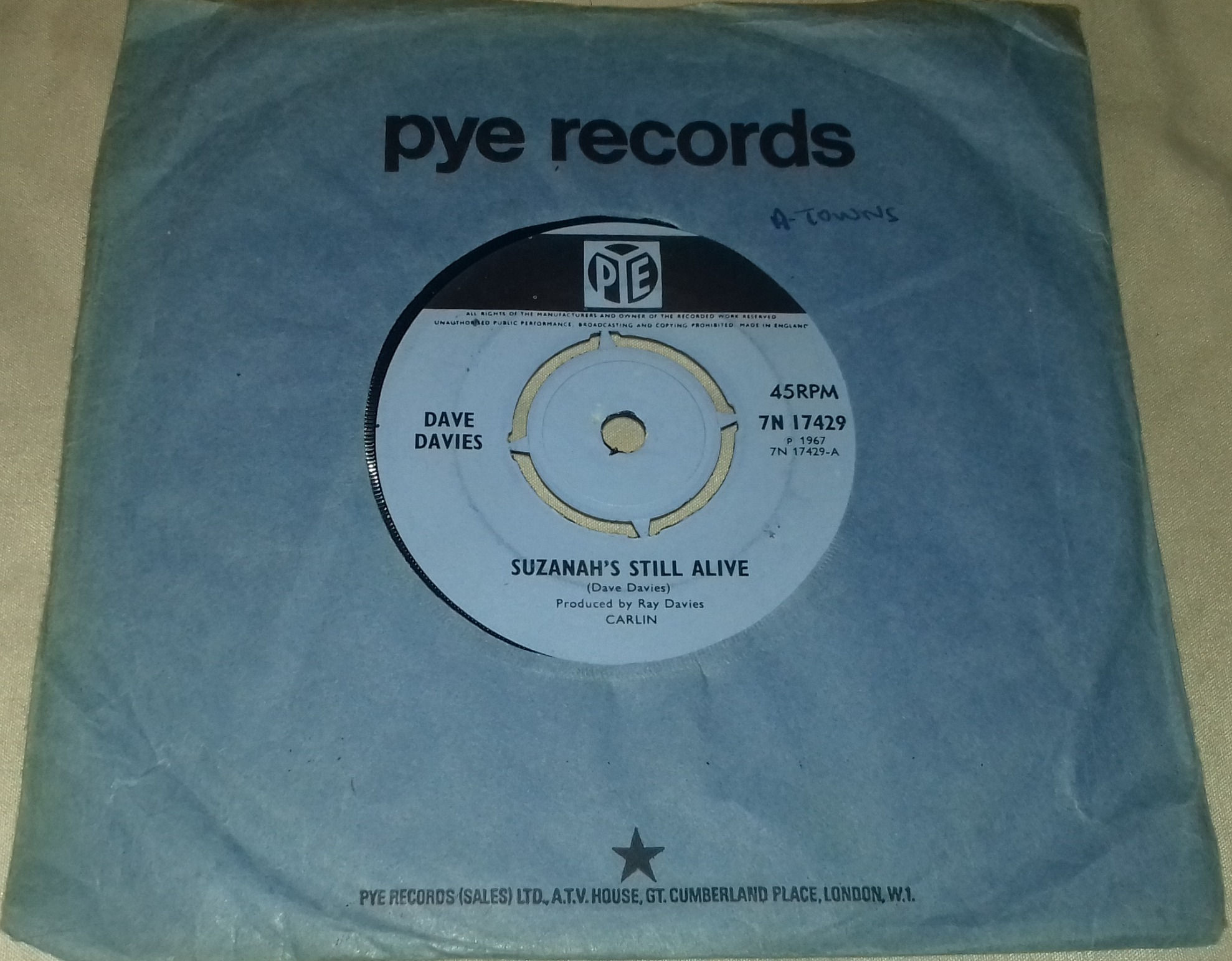 Dave Davies - Suzanah's Still Alive (7", RE) (Pye Records)