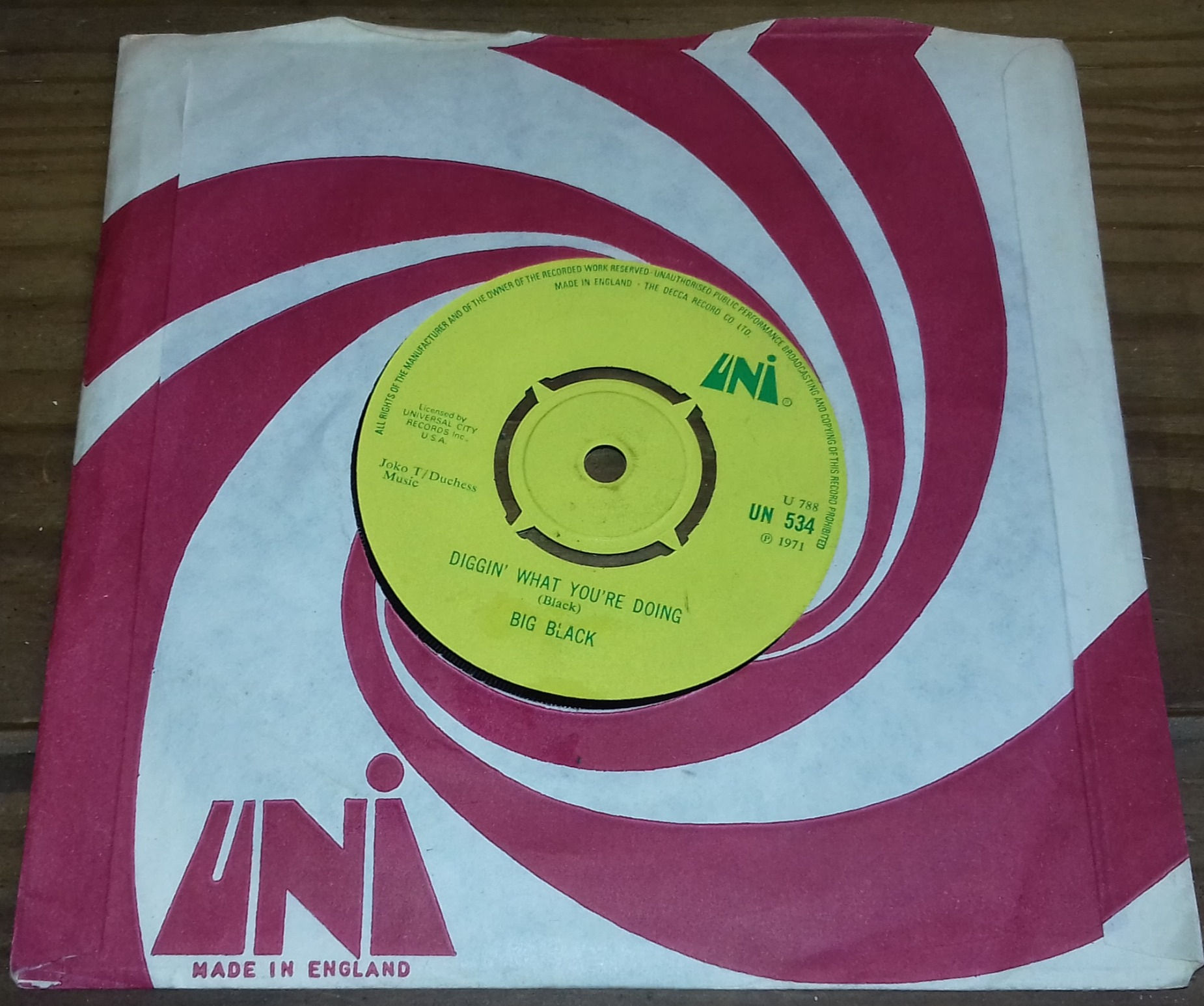 Big Black - Diggin' What You're Doin' / Long Hair (7", Single) (UNI Records)