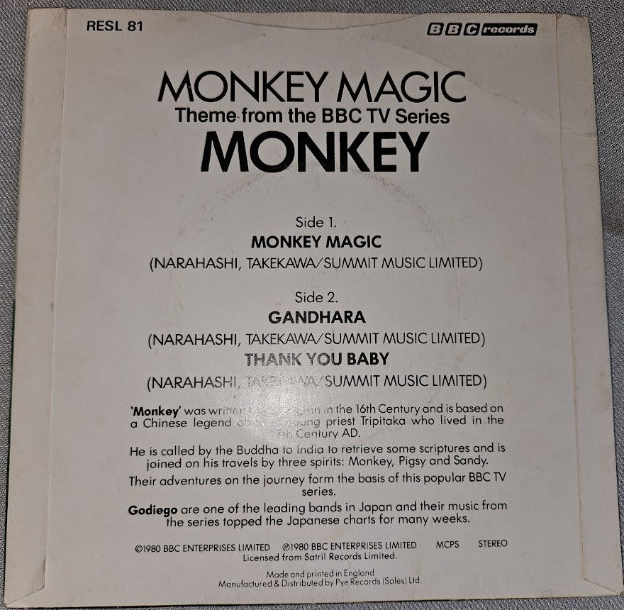 Miniature : Godiego - Monkey Magic (7", Maxi) (BBC Records)