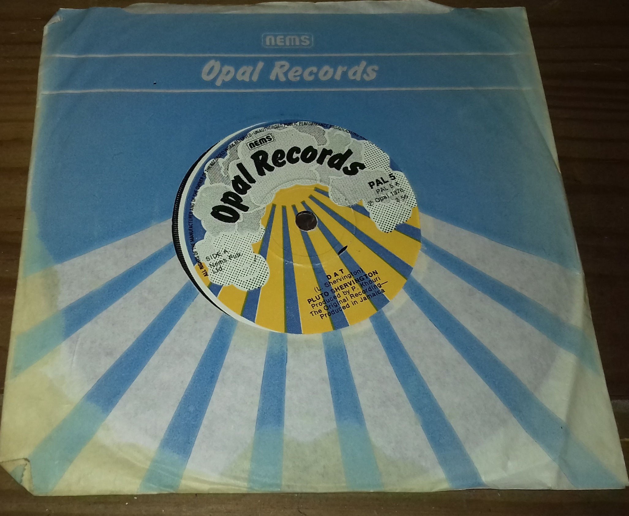 Pluto Shervington - D A T (7", Single, Sol) (Opal Records (2))