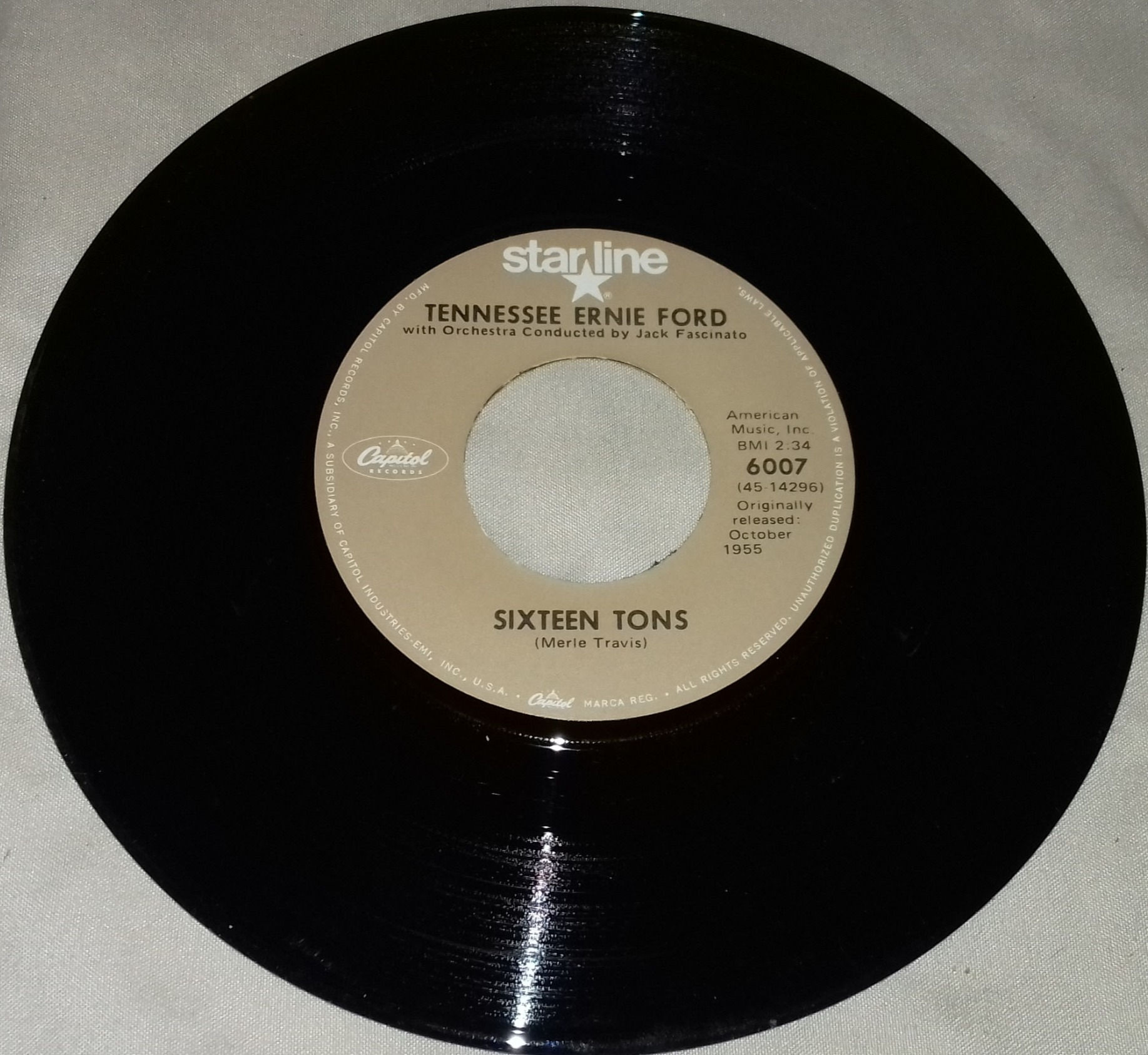 Tennessee Ernie Ford - Sixteen Tons / Mule Train (7", Single, RE) (Capitol Recor