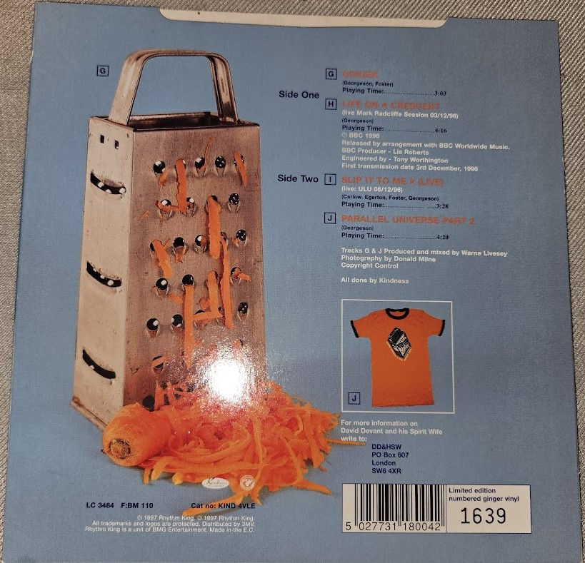 Miniatyrbild: David Devant And His Spirit Wife - Ginger EP (7", EP, Ltd, Num, Ora) (Kindness R