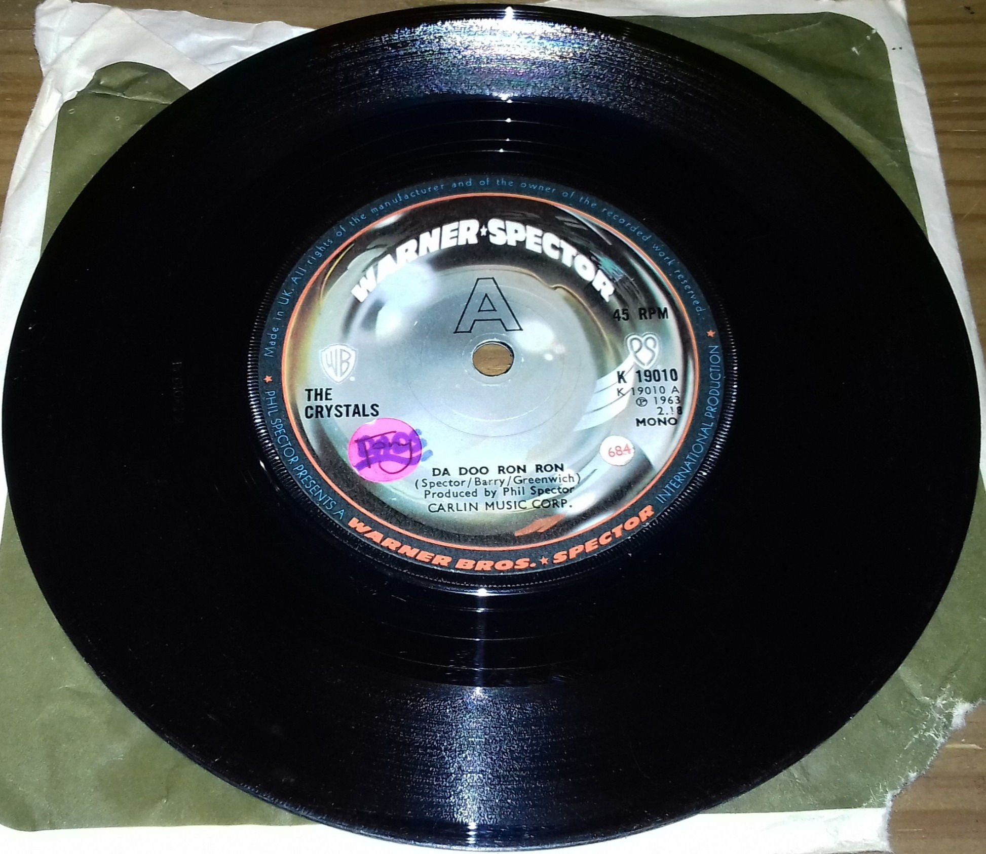 The Crystals - Da Doo Ron Ron (7", Single, Mono, RE) (Warner-Spector)