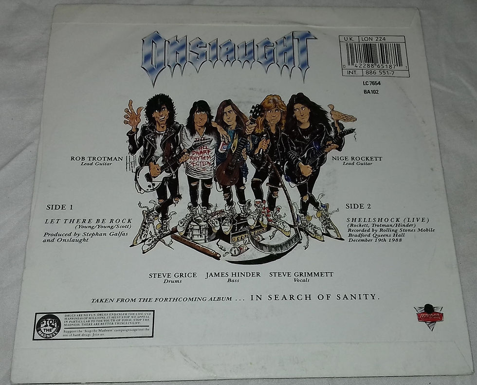 Miniatura: Onslaught  - Let There Be Rock (7", Single) (London Records, London Records)