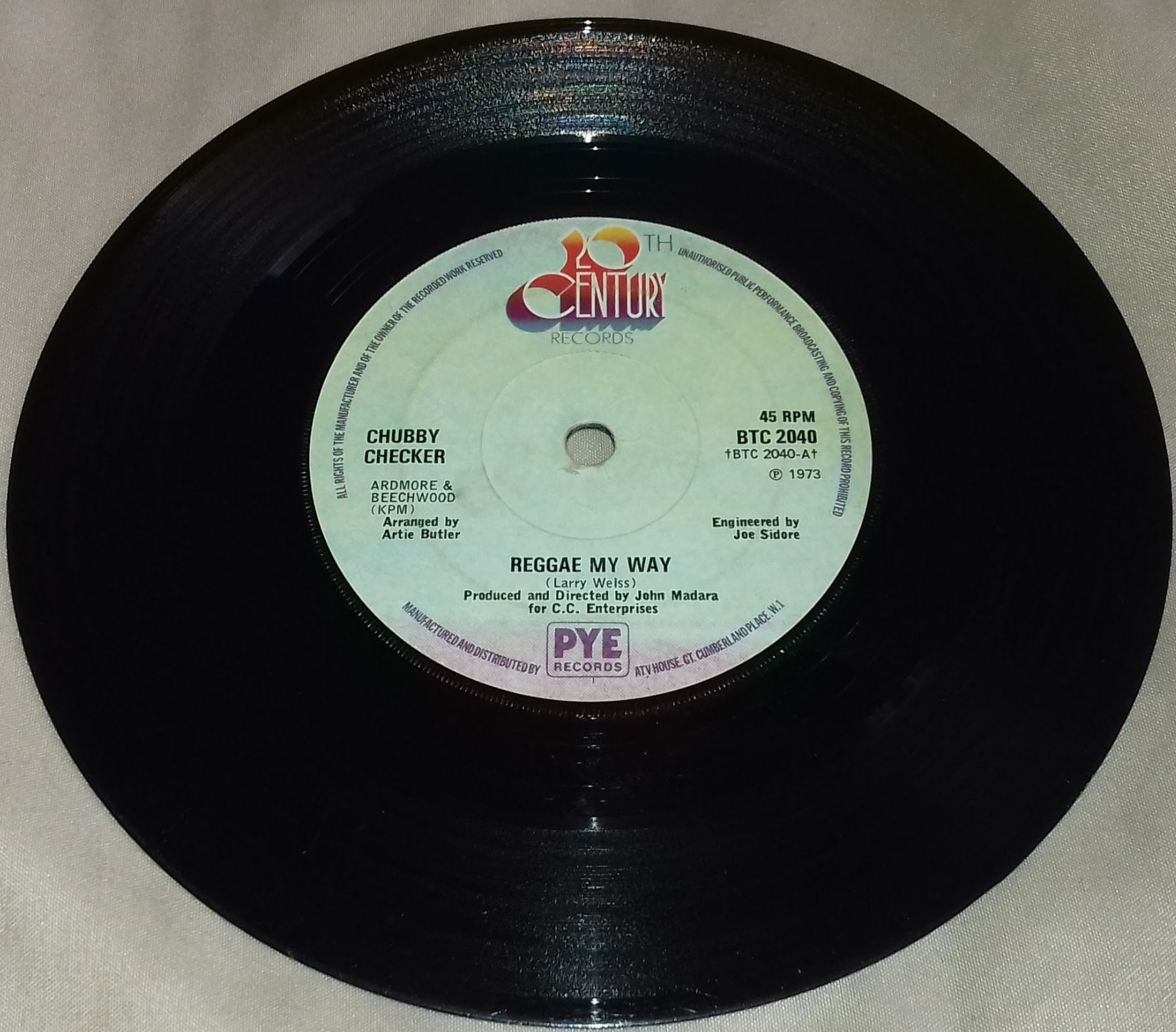 Chubby Checker - Reggae My Way / Gypsy (7", Single) (20th Century Records)