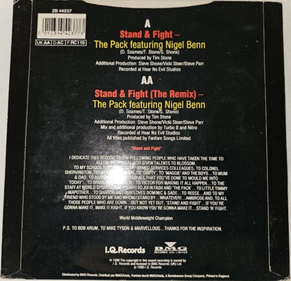 Miniaturbild: The Pack Featuring Nigel Benn - Stand & Fight (Remix By Turbo B And Nitro) (7")