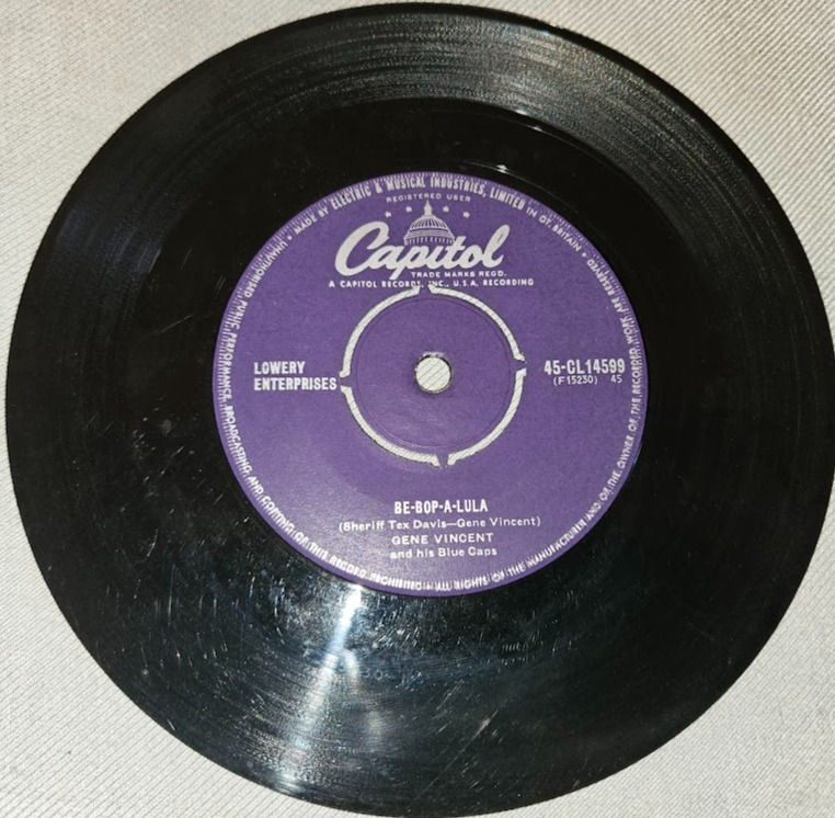 Gene Vincent And His Blue Caps* - Be-Bop-A-Lula (7", Single, RE) (Capitol Record