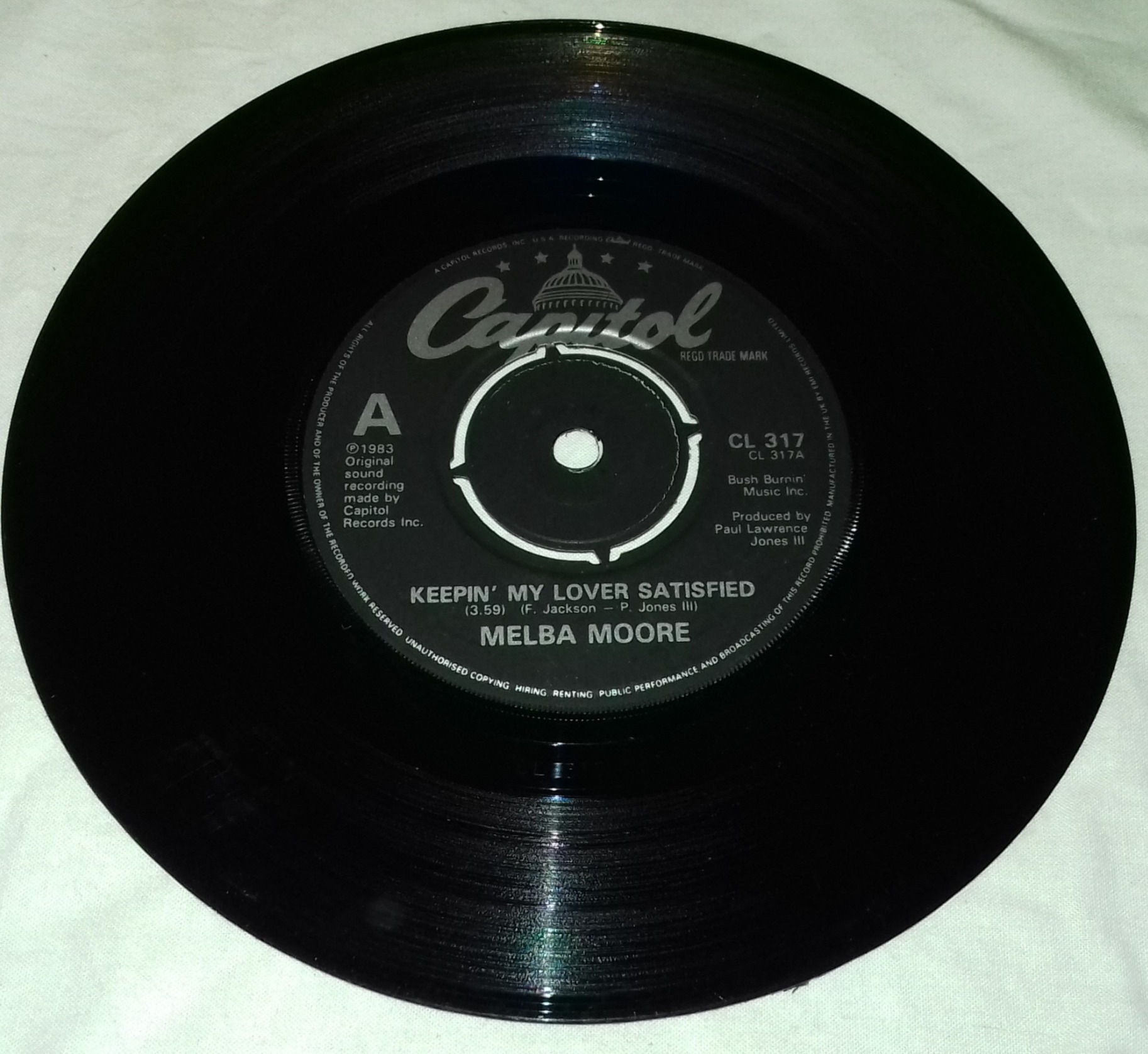 Melba Moore - Keepin' My Lover Satisfied (7", Single) (Capitol Records)